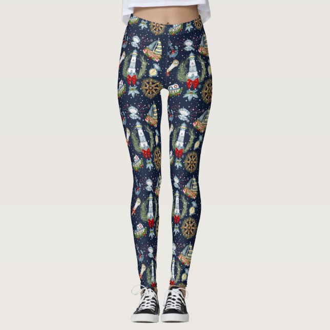 Nautical Christmas Leggings (Front)