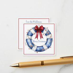 Nautical Christmas Life Preserver With Bow Enclosure Card