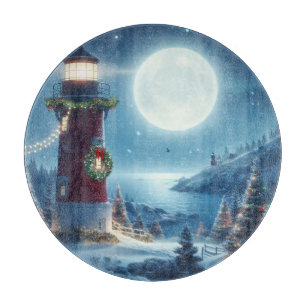 Nautical Christmas lighthouse Cutting Board