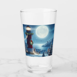 Nautical Christmas lighthouse Glass