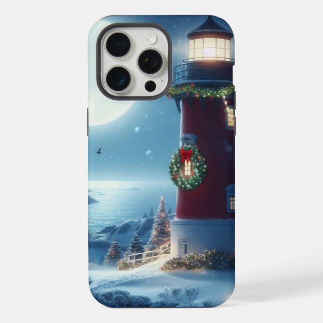 Nautical Christmas lighthouse iPhone Case (Back)