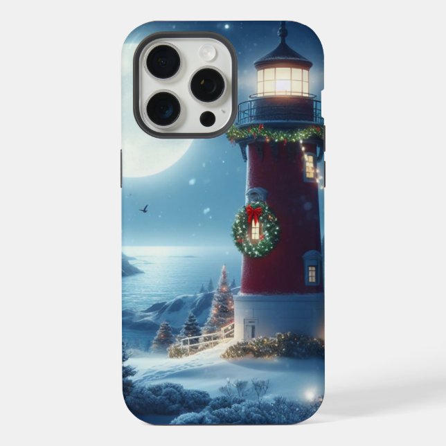 Nautical Christmas lighthouse iPhone Case (Back)