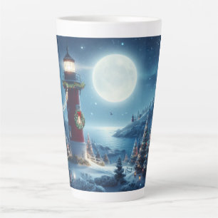 Nautical Christmas lighthouse Latte Mug