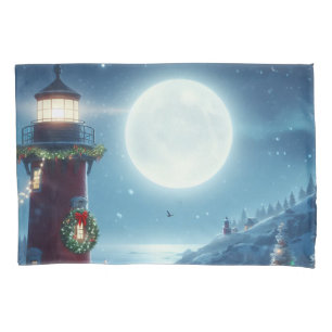 Nautical Christmas lighthouse Pillowcase