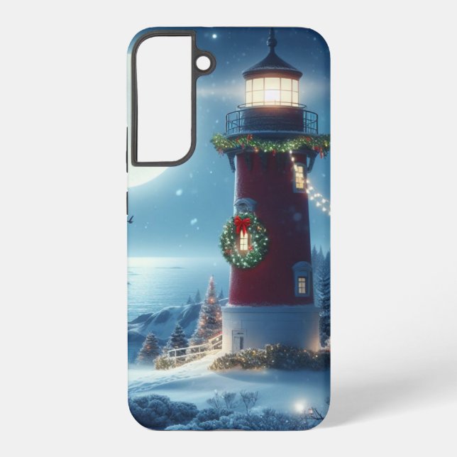 Nautical Christmas lighthouse Samsung Galaxy S22+ Case (Back)