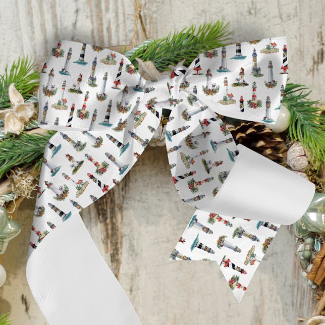 Nautical Christmas Lighthouses Satin Ribbon (Creator Uploaded)