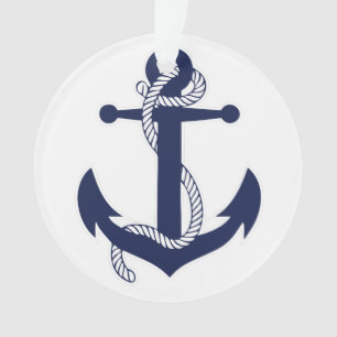 Nautical Christmas Ornament Anchor Acrylic White