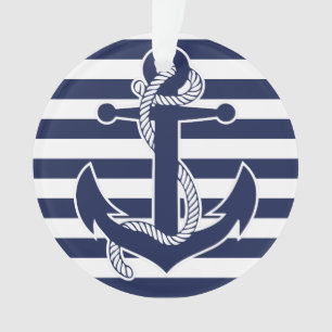 Nautical Christmas Ornament Blue Acrylic Anchor