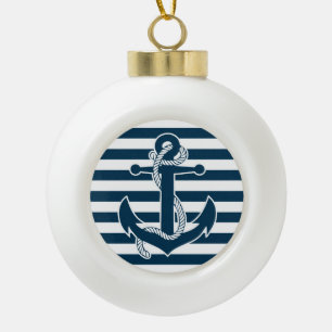 Nautical Christmas Ornaments Ball With Anchor
