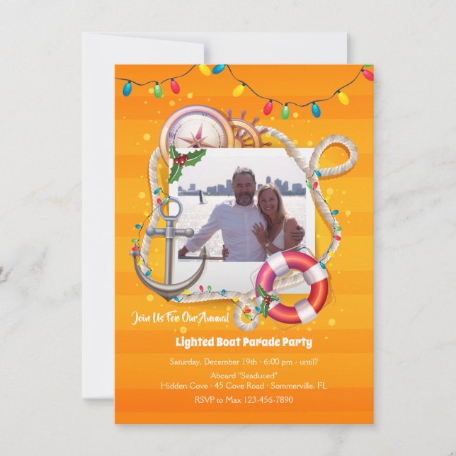 Nautical Christmas Photo Boat Parade Invitation (Front)