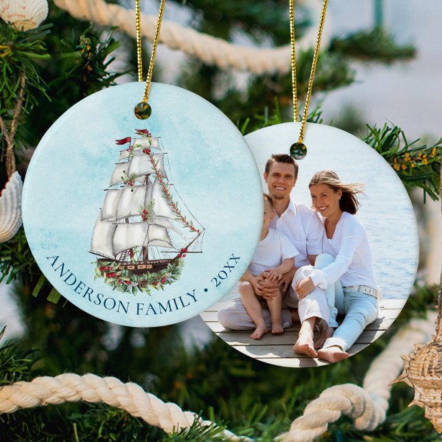 Nautical Christmas Sailing Ship Ceramic Tree Decoration (Creator Uploaded)
