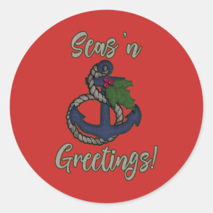 Nautical Christmas   Seas 'n Greetings Classic Round Sticker