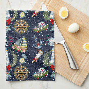 Nautical Christmas Tea Towel