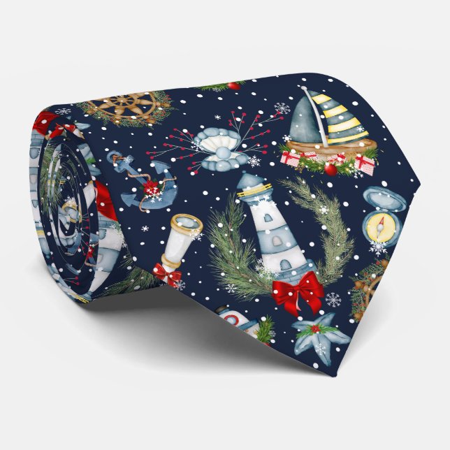 Nautical Christmas Tie (Rolled)