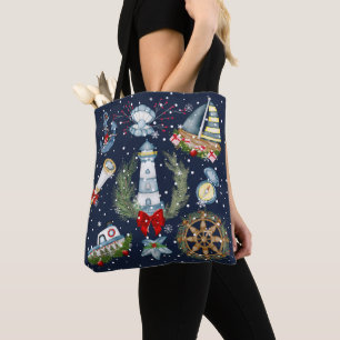 Nautical Christmas Tote Bag