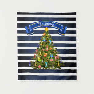 Nautical Christmas Tree Custom Tapestry