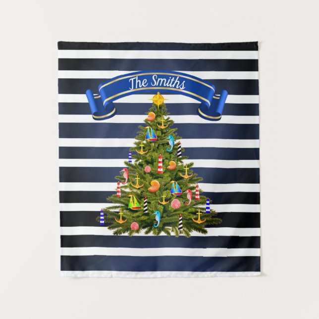 Nautical Christmas Tree Custom Tapestry (Front)