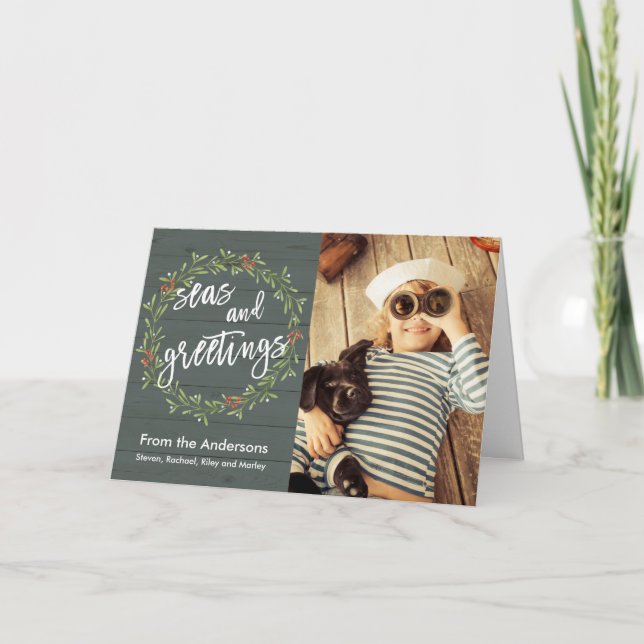 Nautical Christmas with Your Photo Holiday Card (Front)
