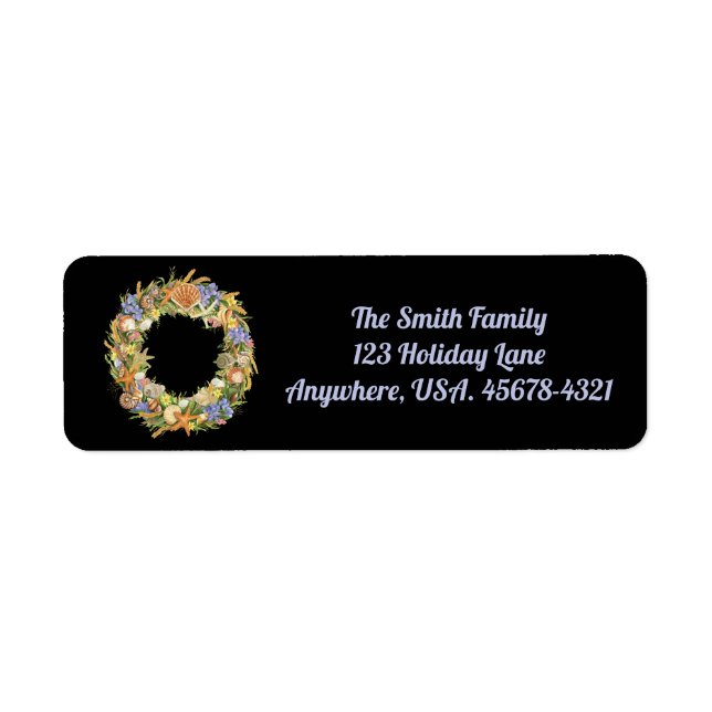 Nautical Christmas Wreath Return Address Label (Front)