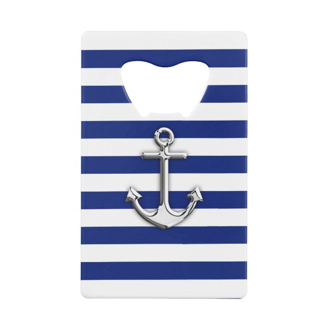 Nautical Chrome Anchor on Navy Stripes (Front)