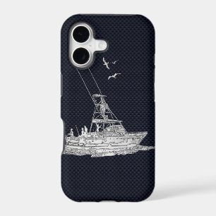Nautical Chrome Sport Fishin on Carbon Fibre Print