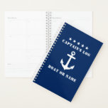 Nautical Classic Anchor 5 Stars Captain's Log Navy Planner<br><div class="desc">Classic Nautical Anchor and 5 Stars Captain's Log Navy Blue Day Planner.</div>