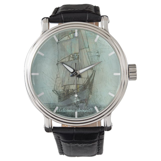 Nautical Classic Ship (Blue) Watch (Front)