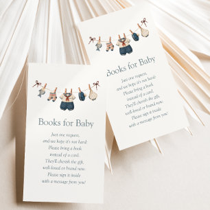 Nautical Clothesline Boy Baby Shower Book Request Enclosure Card
