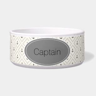 Nautical, Coastal, Anchor Design Pet Food Bowl