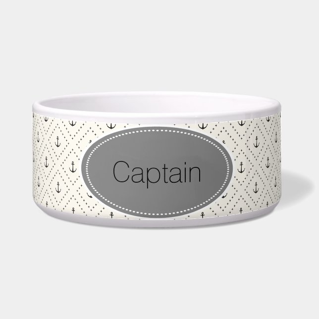 Nautical, Coastal, Anchor Design Pet Food Bowl (Front)
