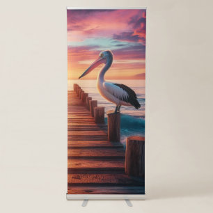 Nautical/coastal/beach pelican sunset retractable banner