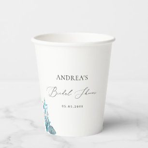Nautical Coastal Blue Shell Summer Bridal Shower Paper Cups