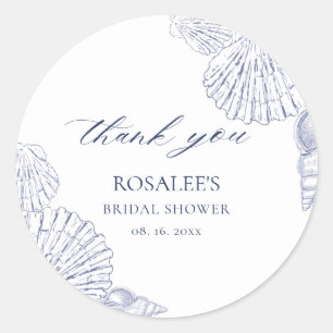 Nautical Coastal Bridal Shower Classic Round Sticker