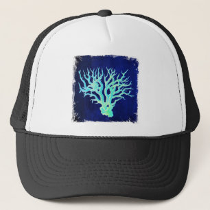 Nautical coastal chic beachy blue Coral Reef Trucker Hat