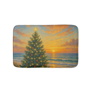 Nautical/Coastal Christmas tree beach Bath Mat