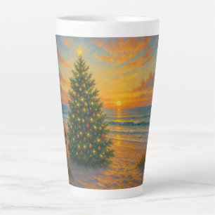 Nautical/Coastal Christmas tree beach Latte Mug