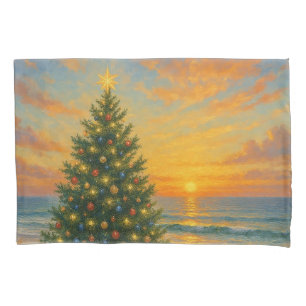Nautical/Coastal Christmas tree beach Pillowcase
