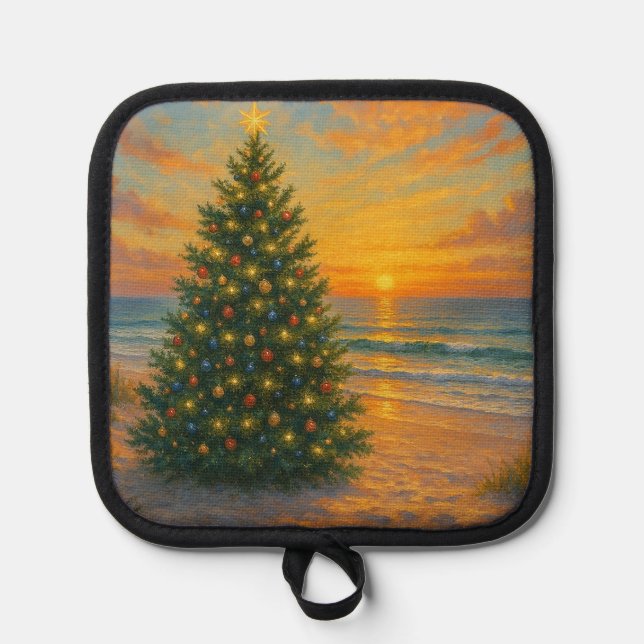 Nautical/Coastal Christmas tree beach Pot Holder (Front)