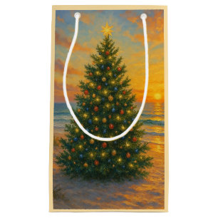 Nautical/Coastal Christmas tree beach Small Gift Bag