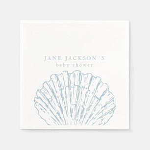Nautical Coastal Elegeant Clamshell Baby Shower Napkin