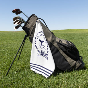 Nautical coastal name  Sailboat Whale  Navy Blue   Golf Towel