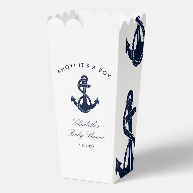 Nautical Coastal Navy Blue Anchor Baby Shower Favour Box (Front)