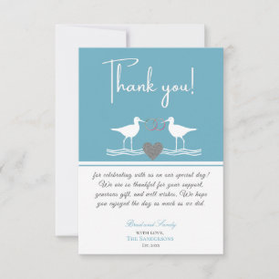 Nautical Coastal Wedding Dusty Blue Sandpipers  Thank You Card