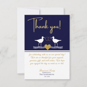 Nautical Coastal Wedding Navy Blue Sandpipers Tha Thank You Card