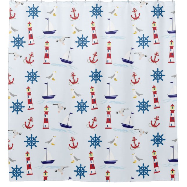 Nautical Collage Shower Curtain (Front)
