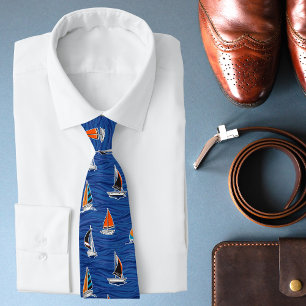 Nautical Colourful Modern Yachts Tie