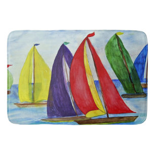 Nautical Colourful Sails  Bath Mat