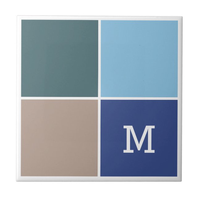 Nautical Colours custom monogram ceramic tiles (Front)