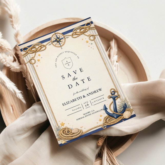 Nautical Compass Anchor Wedding Save The Date (Creator Uploaded)