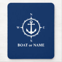 Nautical Compass Anchor Your Boat or Name Navy